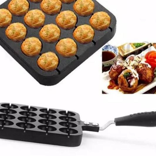 ☉ Alat Cetakan Sate Telur Puyuh, Takoyaki 16 Lubang ➶