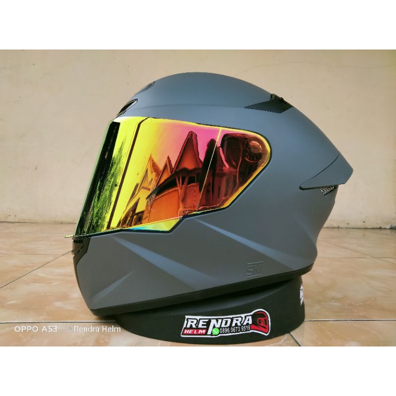 Helm KYT TT Course Motif/ Poloss. 100% ORIGINAL. ongkir termurah 2kg.-Gery df + vis Red