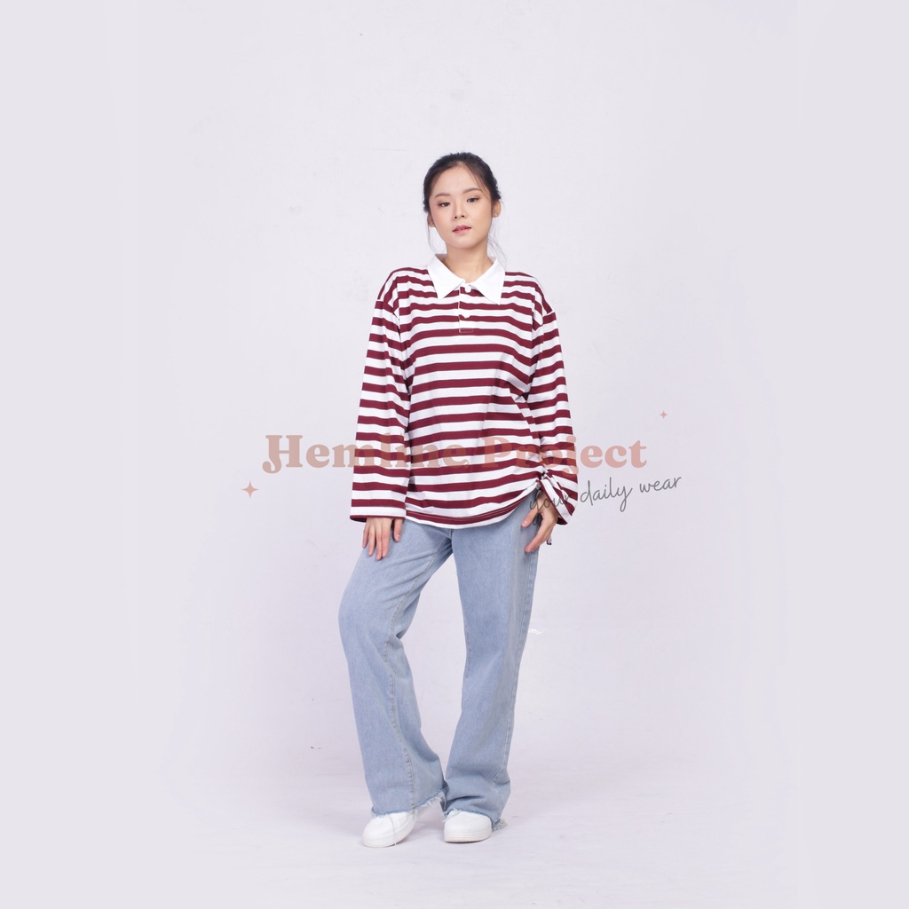 Hara Maroon Oversized Stripe Top