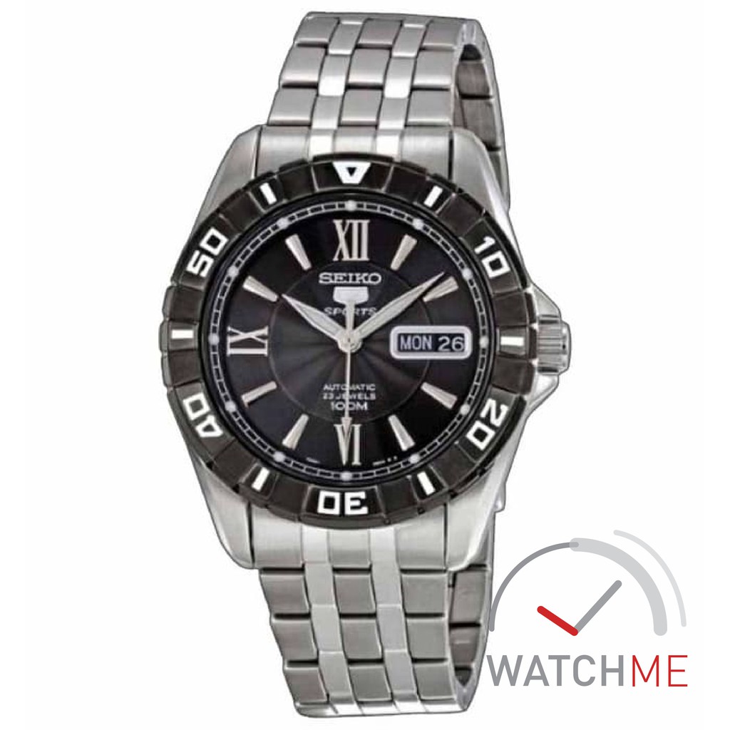 Jam Tangan Seiko 5 SNZH83 Automatic Sport Black Dial 100m Stainless Steel Original Garansi