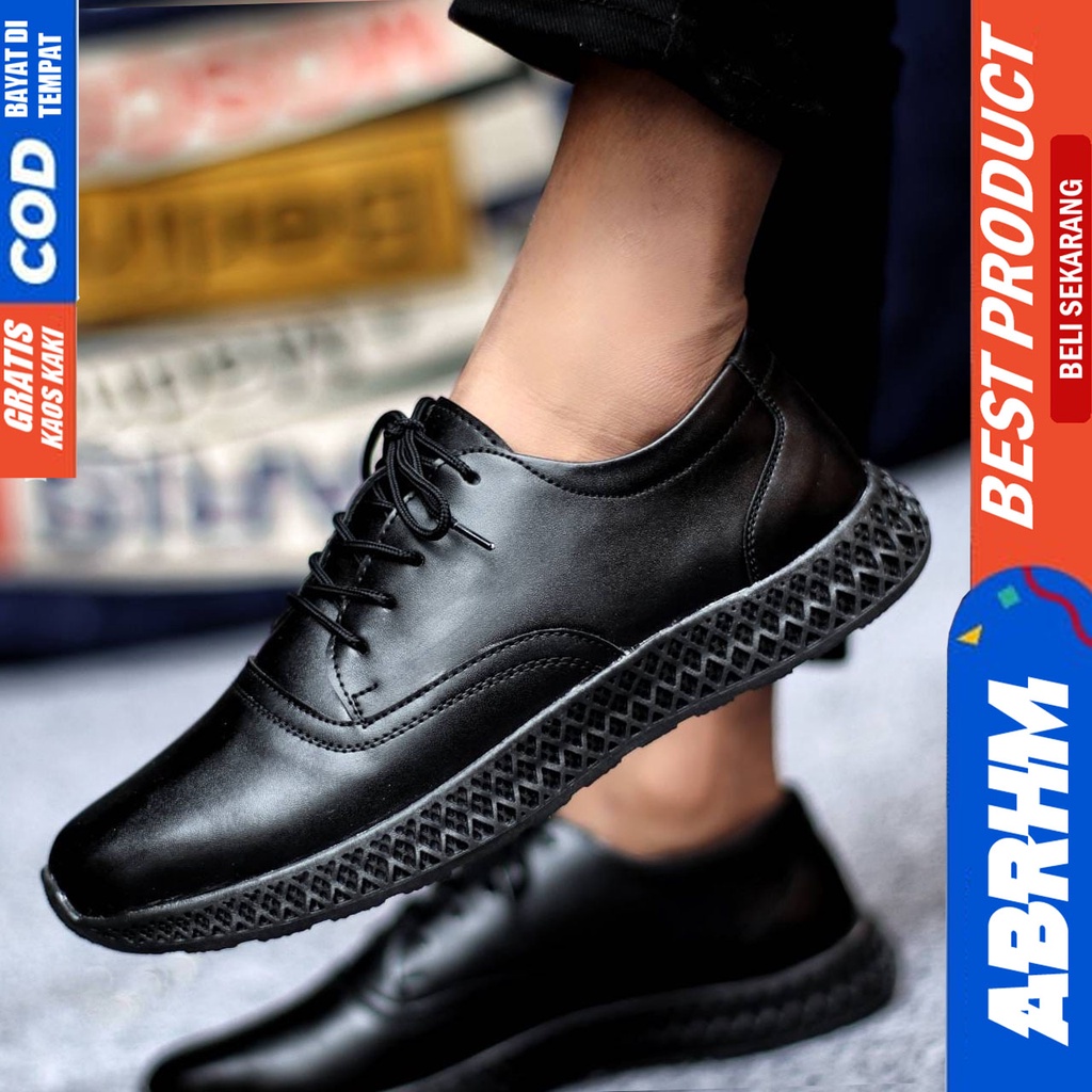 Sepatu Casual Pria Sneakers Hitam Kasual Kulit Pu Kerja Kuliah Kantor Kondangan Pesta Fashion Shoes Terbaru Sneker Original SIMON ABRHM