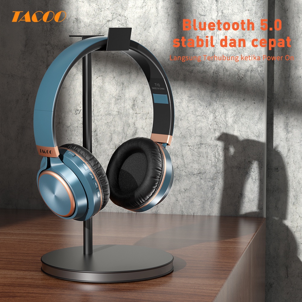 TACOO T10  Headset Wireless Bluetooth with Headset Noise Cancelling Gaming Lag-Free Headphone  Blue