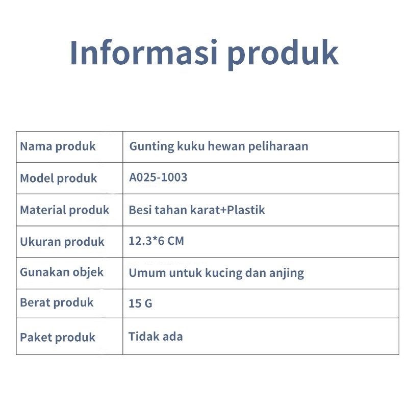 Gunting Kuku Kucing Anjing Pet Nail Clipper Stainless Steel Gunting Kuku Hewan Peliharaan