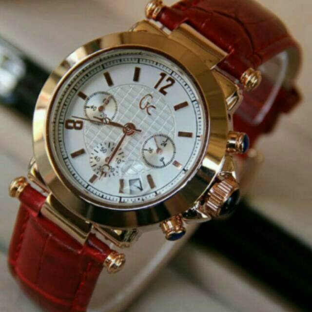 Jam Tangan Wanita Guess Collection ( GC ) Tali Kulit Tanggal & Chrono Aktif