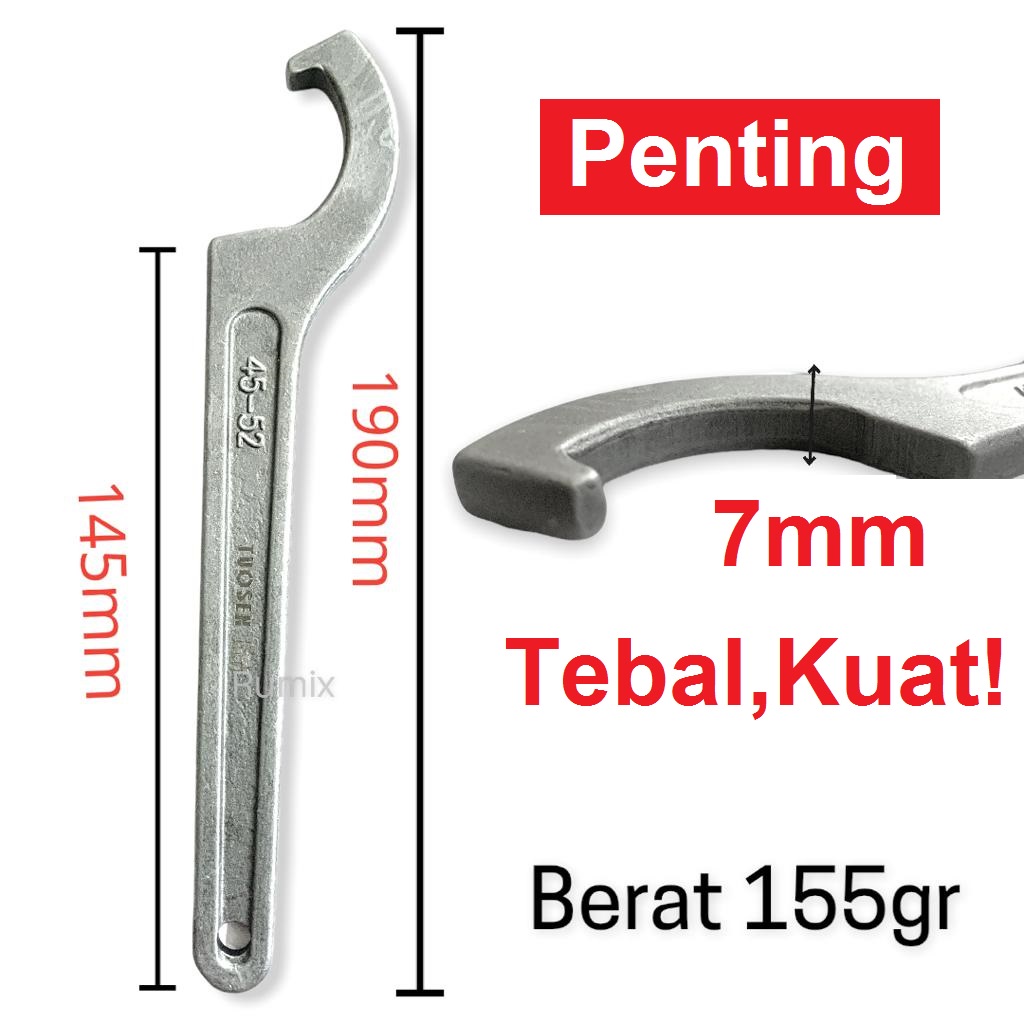 Hook Wrench Kunci Komstir Motor 45-52mm 3/4-2 Inch Konci Kait pass Shock hook Mobil