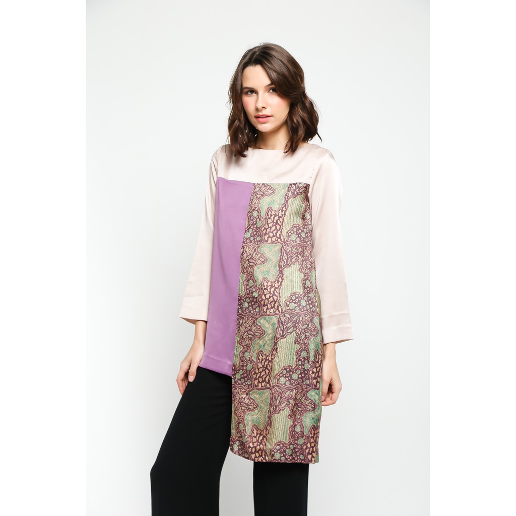 Atasan Batik Wanita Kombinasi - krem ungu | AVARA