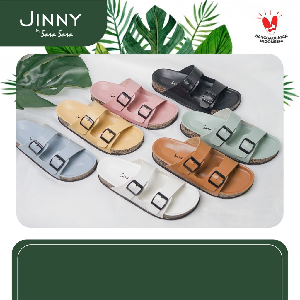 Sara Sara JINNY Sandal Selop Wanita sandal gesper ban dua sandal selop cewek kasual terbaru