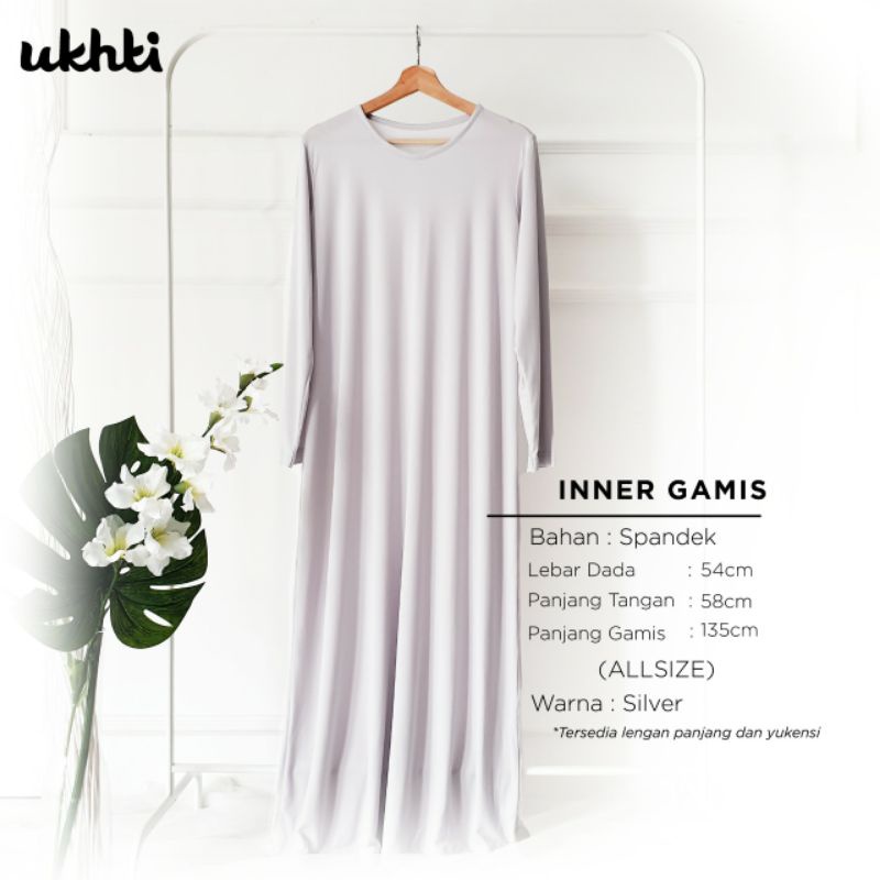 INNER GAMIS WARNA SILVER | UKHTI INNER GAMIS BAHAN SPANDEK | DALEMAN GAMIS POLOS