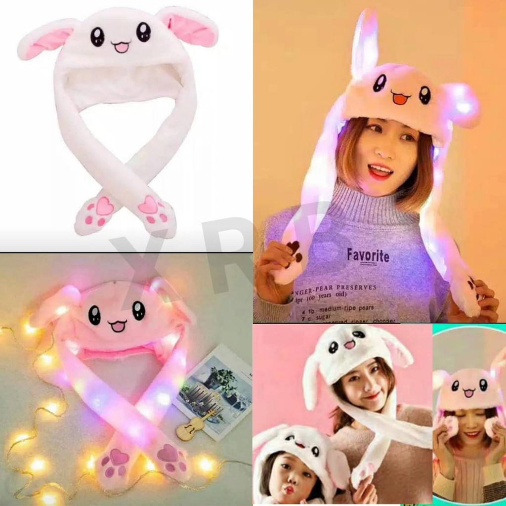 CUCI GUDANG Topi Boneka Lampu LED Cantik Karakter SANTA/Rabbit/Pikachu/Unicorn Dancing  KROP KOREA