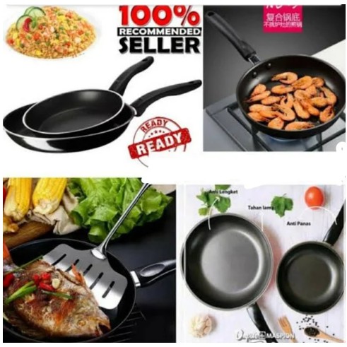 Set Wajan teflon frypan anti lengket 2pcs 2in1 fry pan 25cm dan 18cm