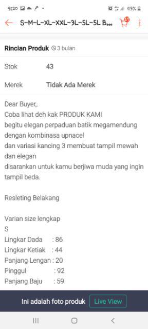 Atasn Blouse Batik Kutubaru Modern - Motif Mega Mendung S-m-l-xl-xxl-3l-4l-5l