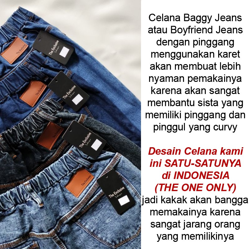 Celana Baggy Jeans Jumbo BB 45 - 110 KG Baggy Jeans Pinggang Karet Big Size Celana Jeans Jumbo Size