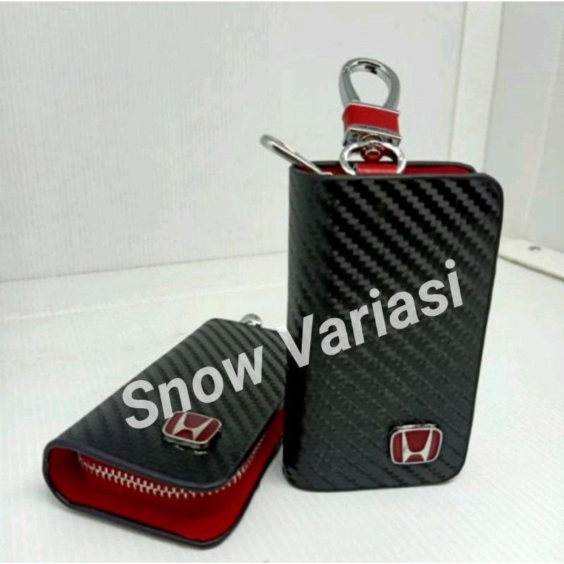 Dompet STNK Gantungan Kunci Mobil Honda Key Chain Carbon