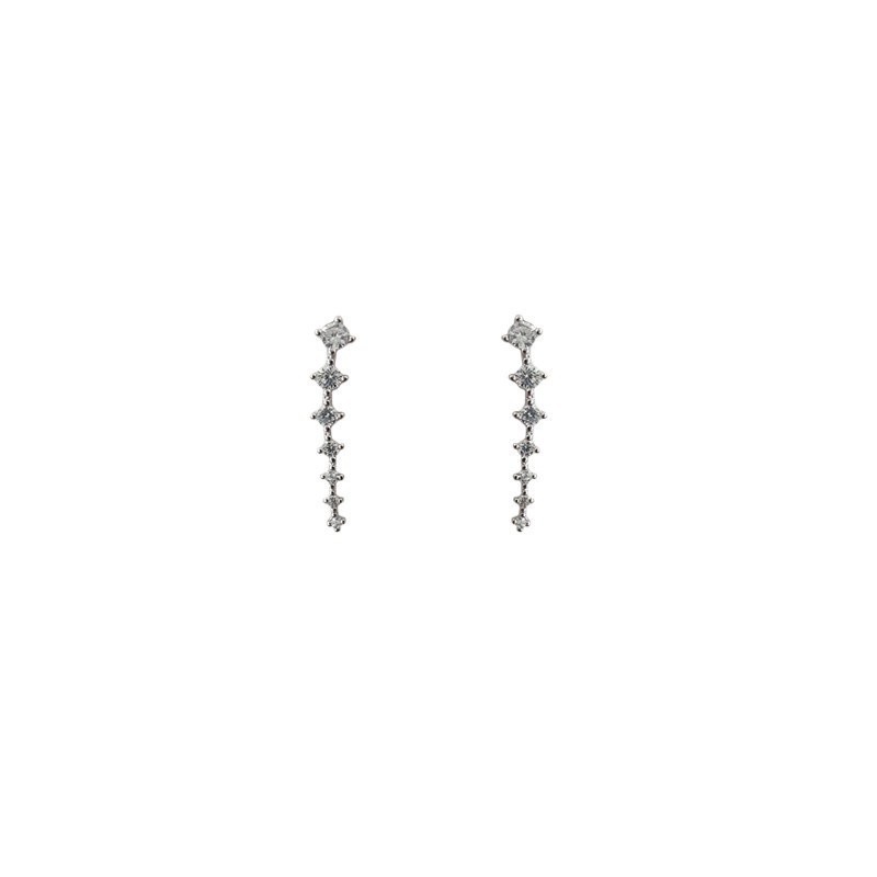 Micro-inlaid Zircon 925 Silver Needle Stud Simple Minimalist Style Earring Jewelry