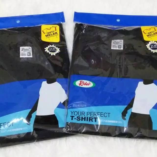 Kaos Oblong brand Rider ori krah bulat warna hitam dan putih