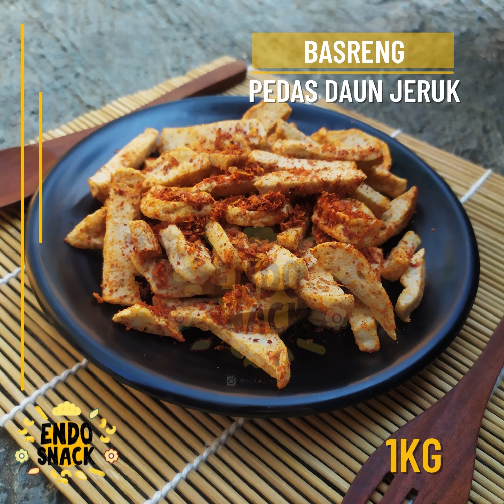 1KG Basreng Bandung Baso Goreng Pedas Daun Jeruk Kemasan 1KG