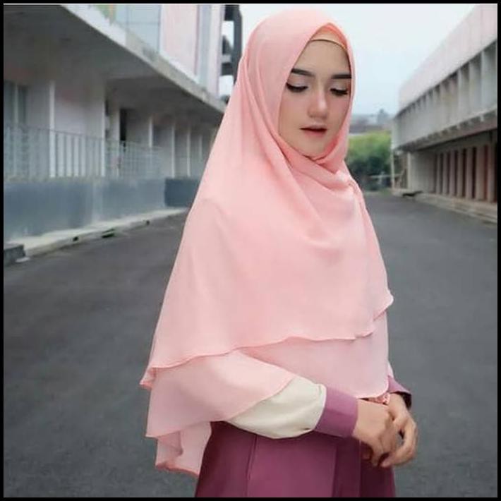 Anisacollectionshop Khimar Ceruty 2 Layer Non Pet Syari Hijab Jilbab Kerudung Instant