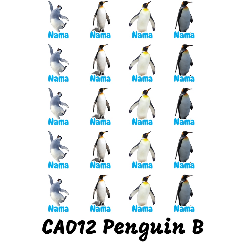 

Sticker Nama Cutting Label Waterproof Tahan Air Penguin B (CA012)