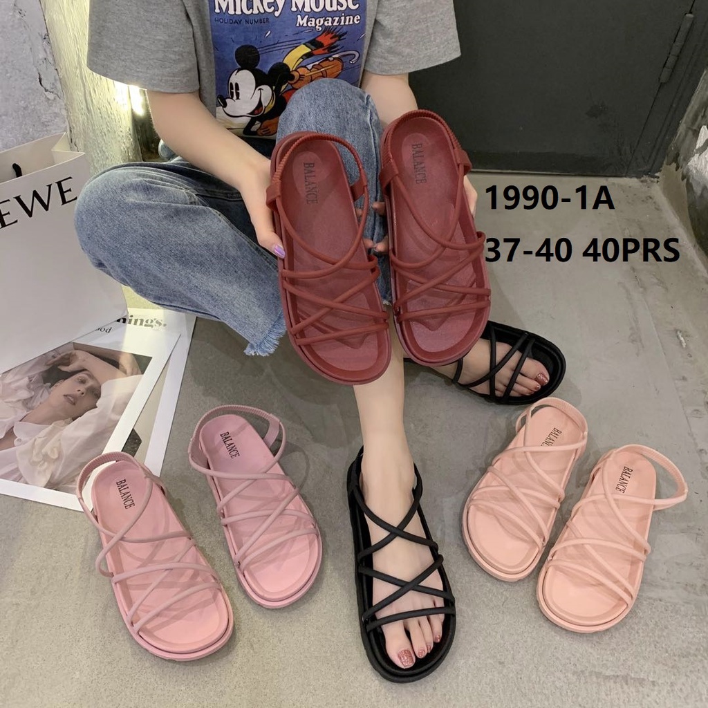 Sandal Jelly Tali Kecil Silang Bahan Tebal 1990-2