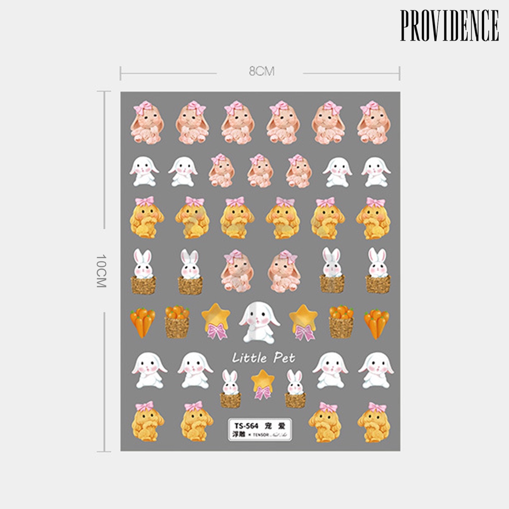 Providence Nail Slider 5D Engraved Pattern High Adhesion Colorful Cute Cartoon Animals Nail Art Sticker for Manicure