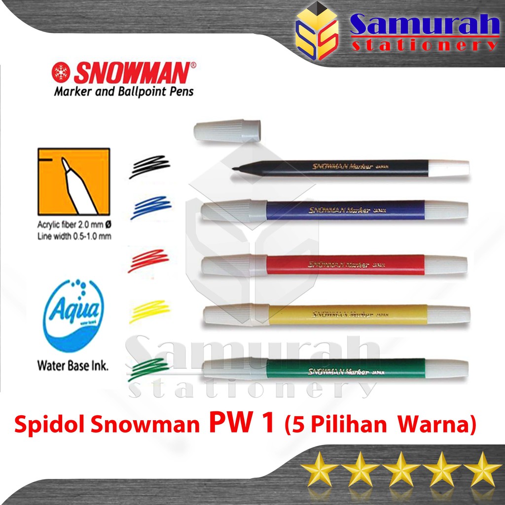 

Spidol Kecil Snowman Marker (Pcs) / Permanent 5 Pilihan warna Hitam Biru Merah Kuning Hijau Lusin