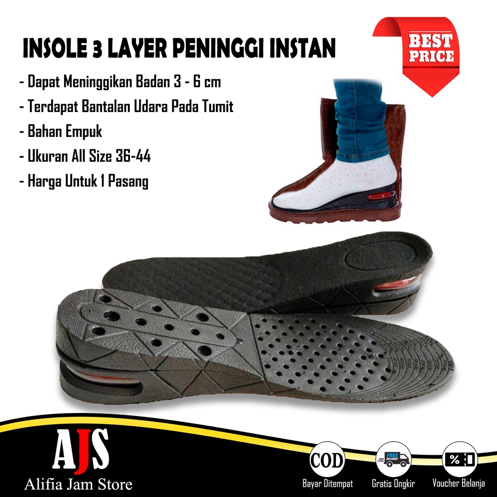 Sol Sepatu Penambah Tinggi Insole Sepatu Dengan Sistem Aliran Udara / Shoe Pad