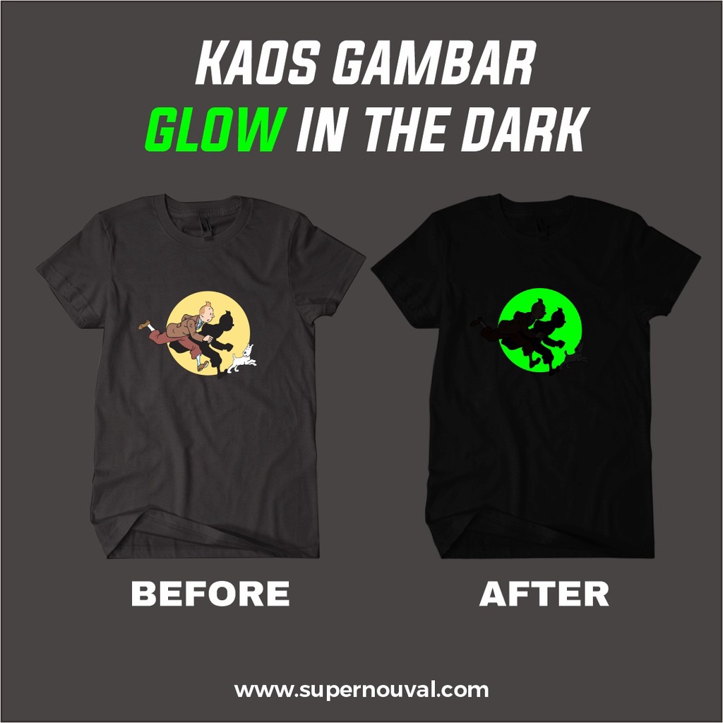 Kaos katun distro kaos Menyala Dalam Gelap / Glow in the Dark Costom kekinian keren