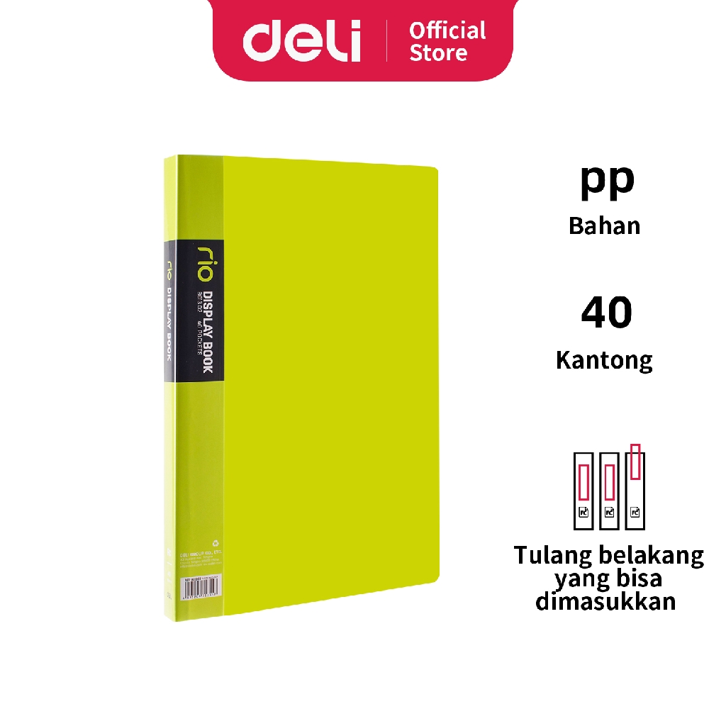 Deli Display Book / Clear Holder- Seri Rio FC 40P Bahan Plastik PP yang kuat EB01302