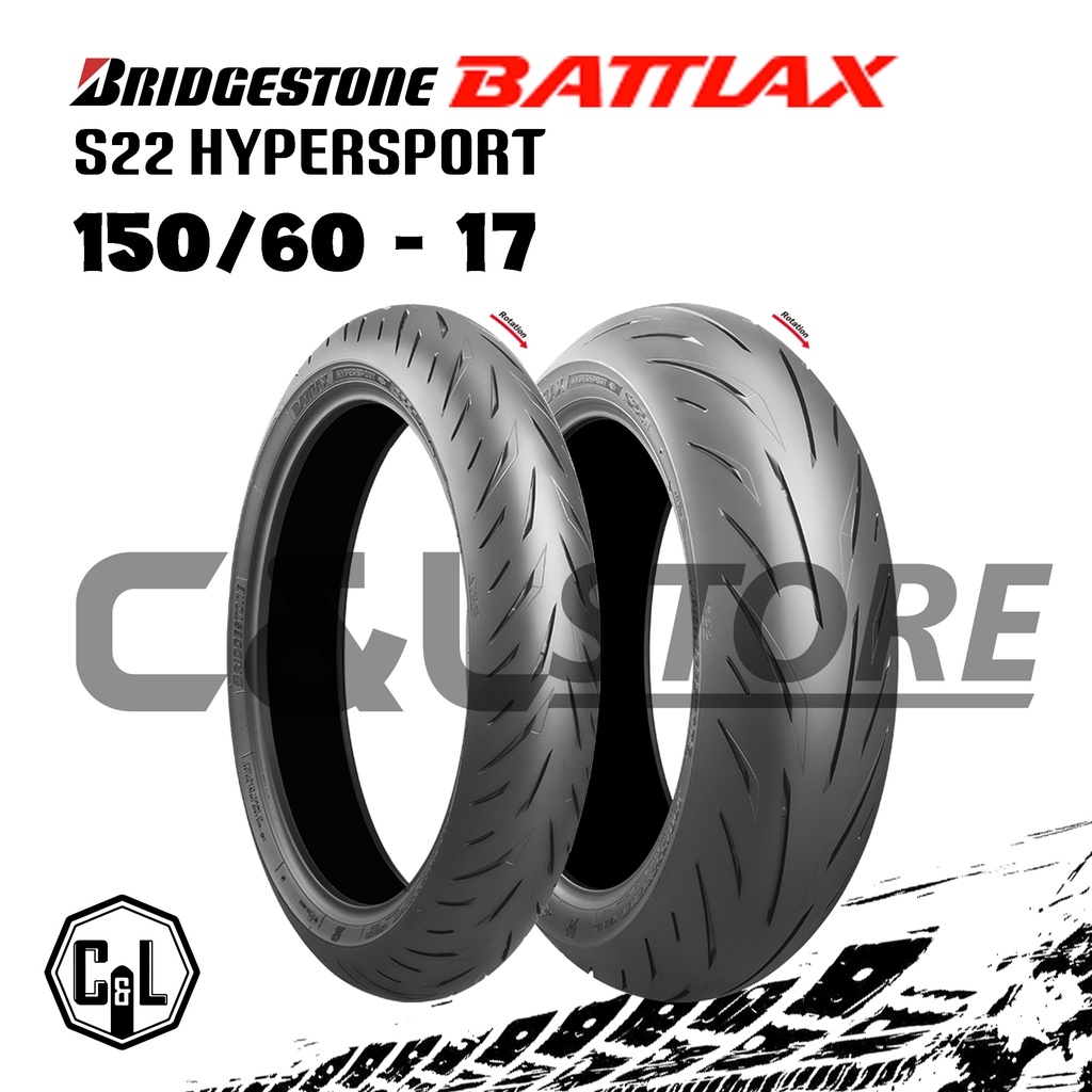 BAN LUAR MOTOR BATTLAX 150/60-17 RING 17 S22 HYPERSPORT BRIDGESTONE