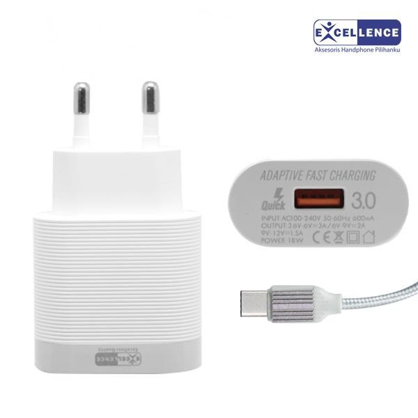 Adapter charger Excellence Ruby USB type c 3A Kabel data 1M 100cm