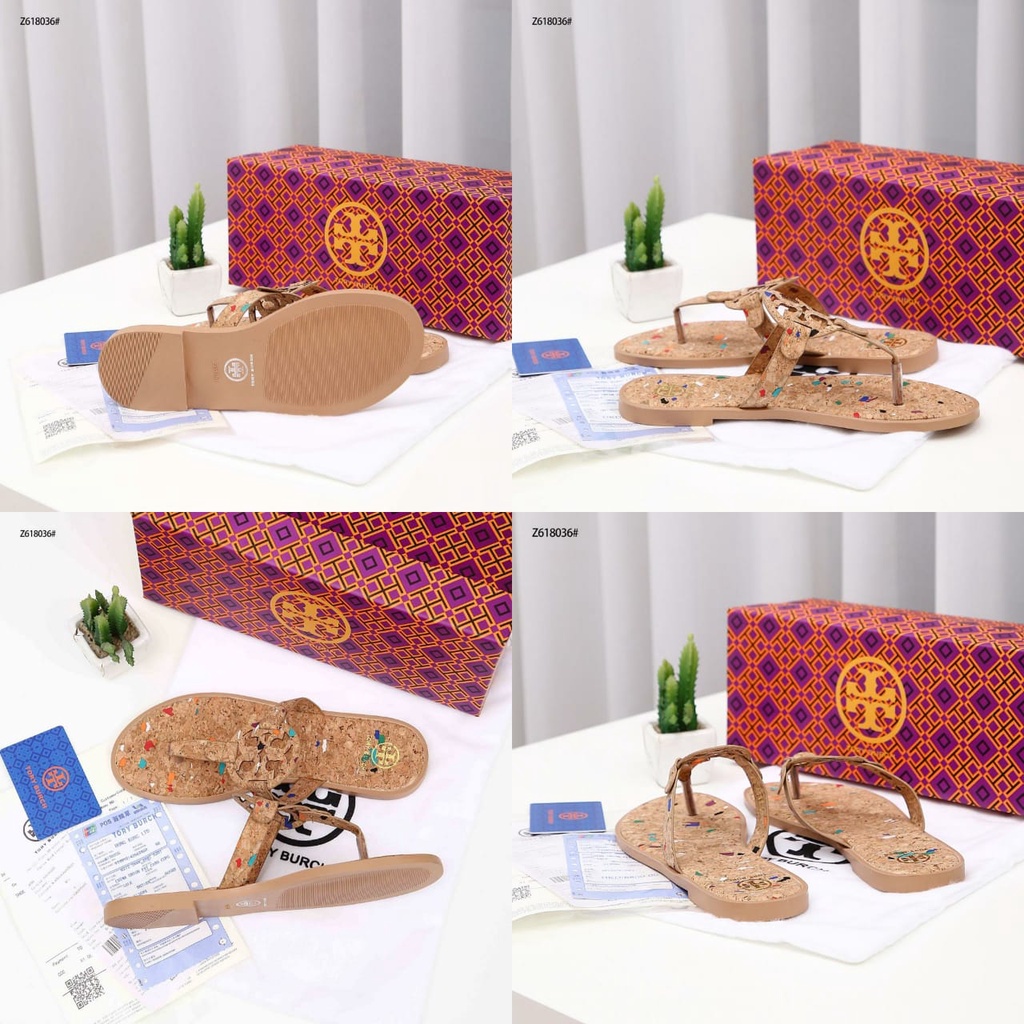 TB Z618036  Miller Cork Iconic Thong Sandals Women Reimagined with a Cork Upper in a Multicolor Confetti