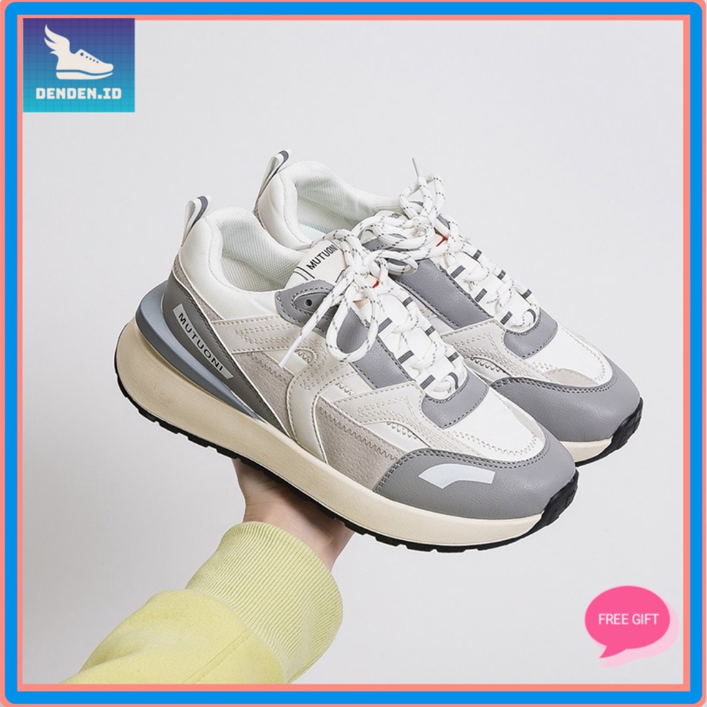 DENDEN.ID Sepatu Sneakers Wanita Korea Style Sepatu Casual Jogging Olahraga Import