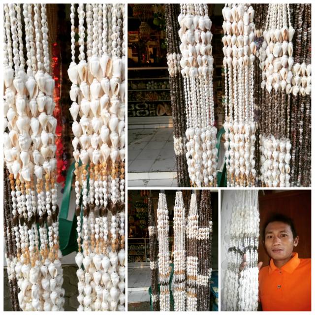 Tirai pintu kerang hitam putih cantik / Kombinasi akan kami kirim model yang ready stock