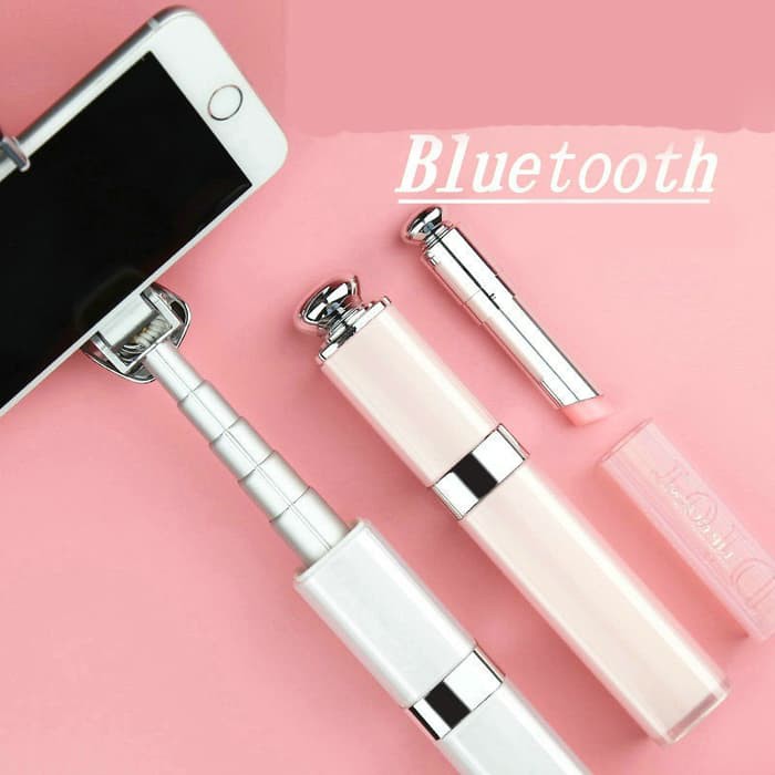 Lipstick Tongsis Bluetooth Selfie Stick - S1 - Pink