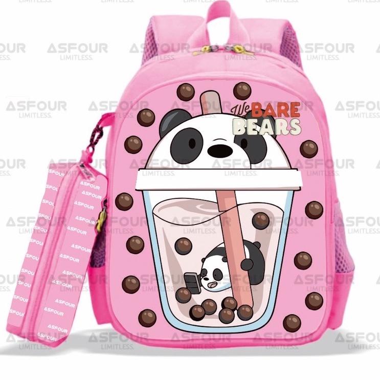 Modern.. Tas Boba Viral - Tas Boba Beruang we Bare bears - Tas Boba - Tas anak sekolah - Tas Ransel 