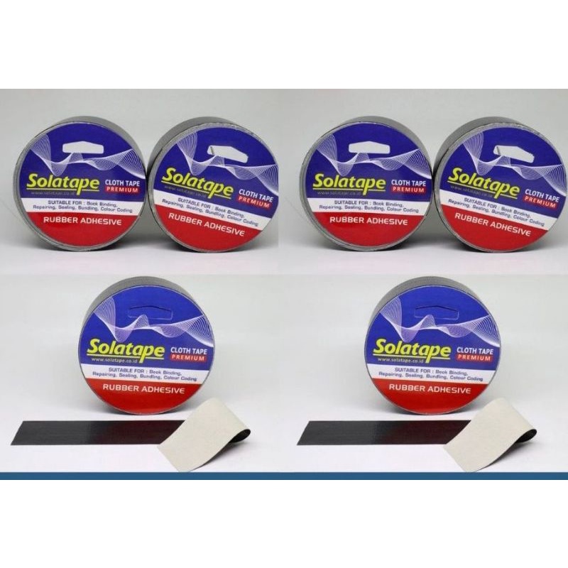 

Lakban Kain Hitam merk Solatape 2" inch Tipis dan Tebal 8 meter / Cloth Tape / Lakban Jilid (1 PCS)
