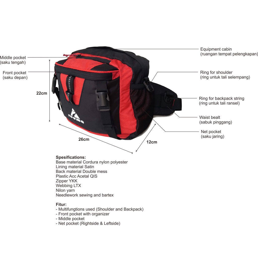 TAHAN HUJAN BADAI DANPETIR N0/ Waistpack/Lumbarpack/Tas Pinggang Multifungsi Tas Motocross Tas