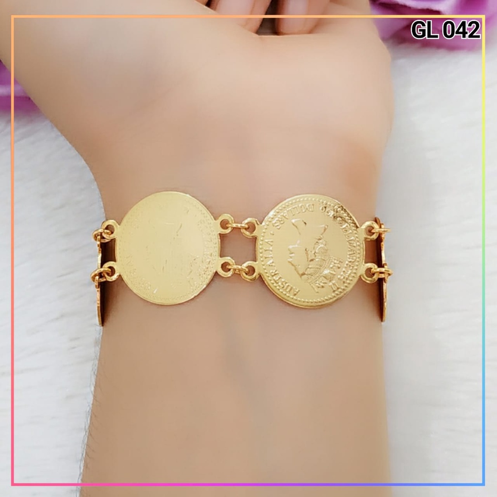 GL 042 - Gelang Dewasa Jurai Rantai Koin Besar Gelang Xuping Perhiasan Imitasi Lapis Emas 18K - Cute