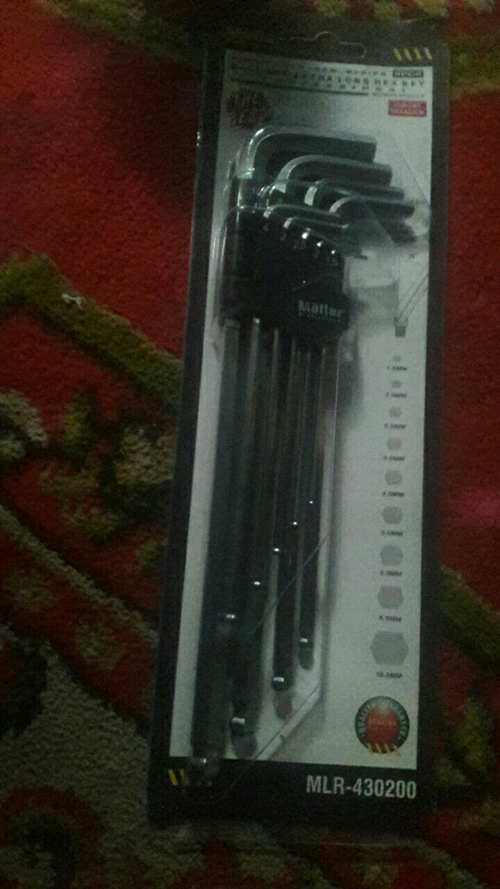 Kunci L Set Panjang 9 Pcs Mollar - Ball End Extra Long Hex Key