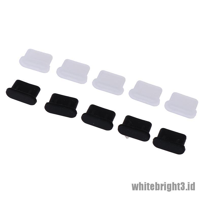 &lt; White3 &gt; 5pcs Tutup port charger USB Tipe-c anti Debu