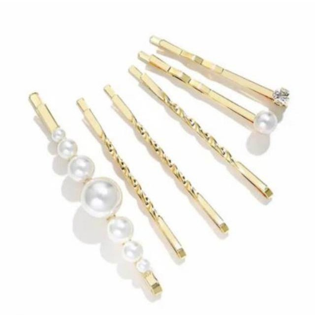 1 Set Jepit Rambut Korea Mutiara Korean Hairclip Hairpin PGM (Isi 5 pcs) L16