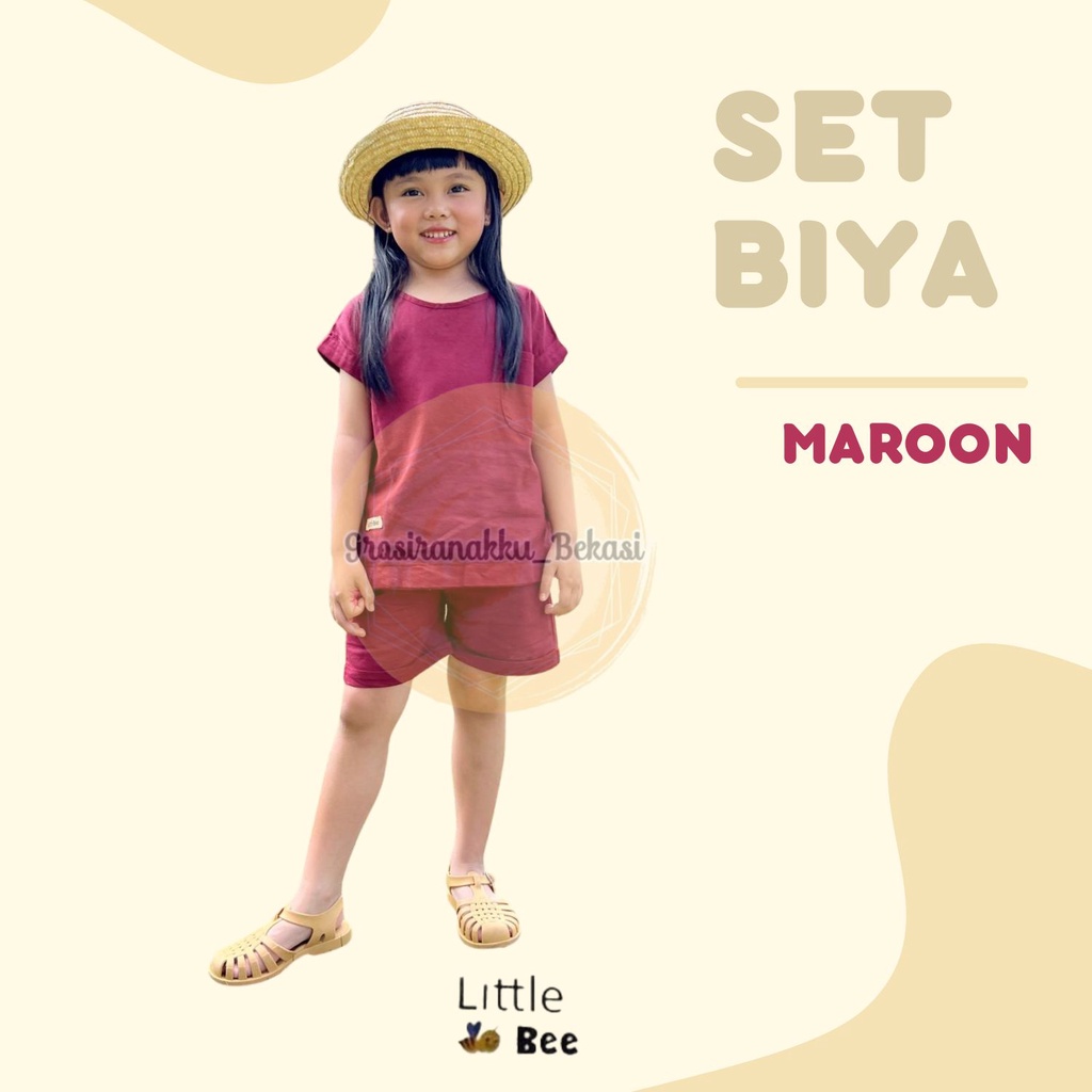 Setelan Anak Unisex Biya LittleBee Warna Maroon Size 1-5 Thn