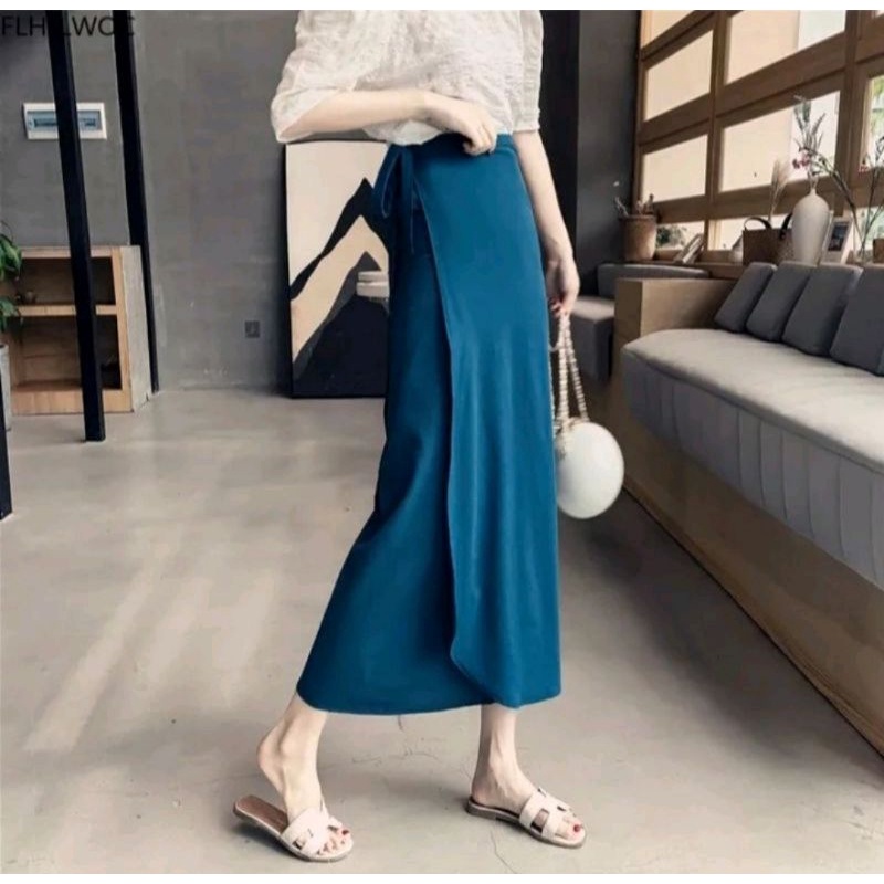 ROK STRAP ROK TALI SHAKILA ROK KOREA TALI STYLE ROK WANITA BAHAN SHAKILA STREAT ALL SIZE FIT TO XL BAWAHAN PANJANG KOREA LONG SKIRT STRAP POLOS-4