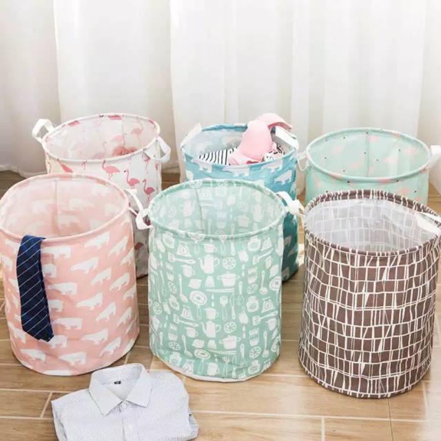 Keranjang Laundry Baju Kotor Mainan Anak Lipat Basket Storage Laundry Bag R14