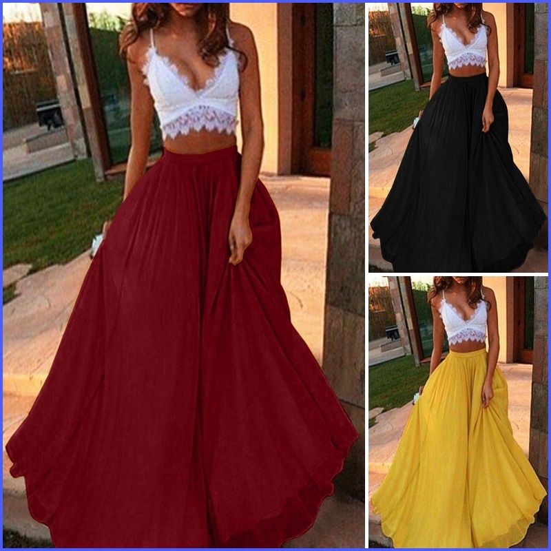 high waist long skirt