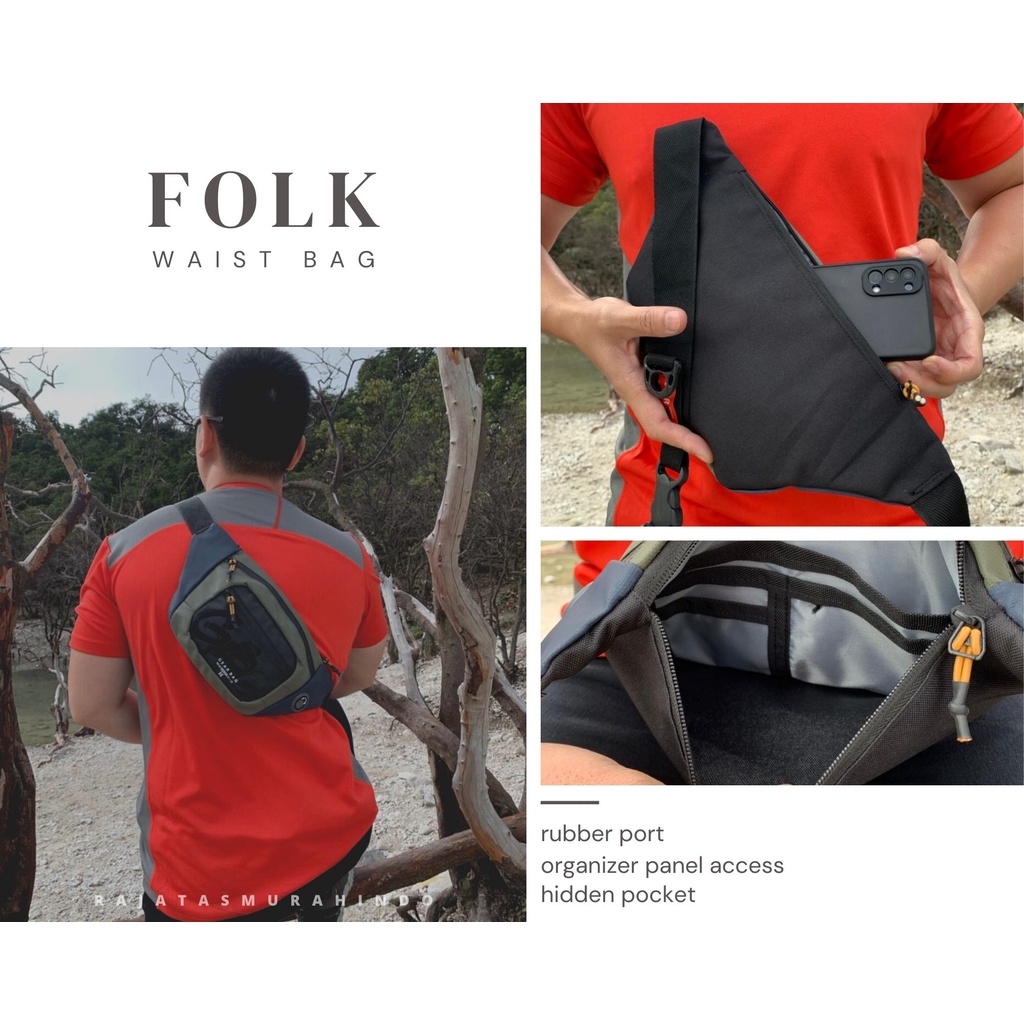 GEAR BAG FOLK 13120 - WAISTBAG HITS WITH RUBBER PORT - TAS SELEMPANG PRIA