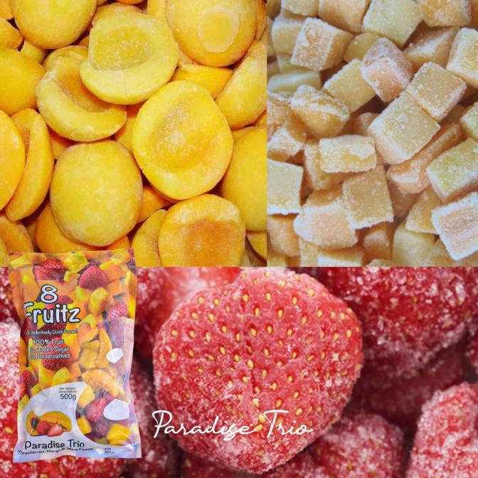 

Frozen IQF Paradise Trio Beku (Strawberries,Mango&Yellow Peach )500 Gr