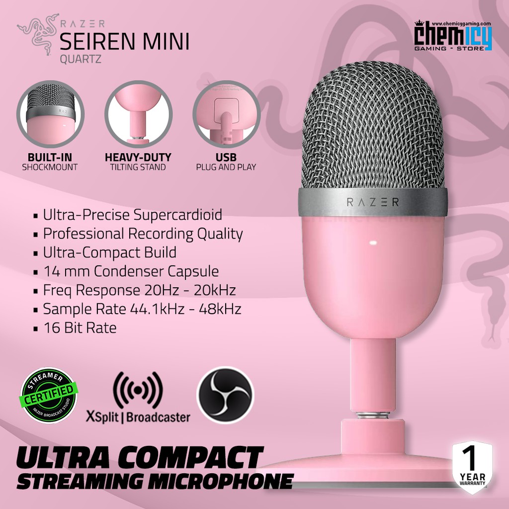 Razer Seiren Mini Quartz Pink Portable Condenser Gaming Microphone