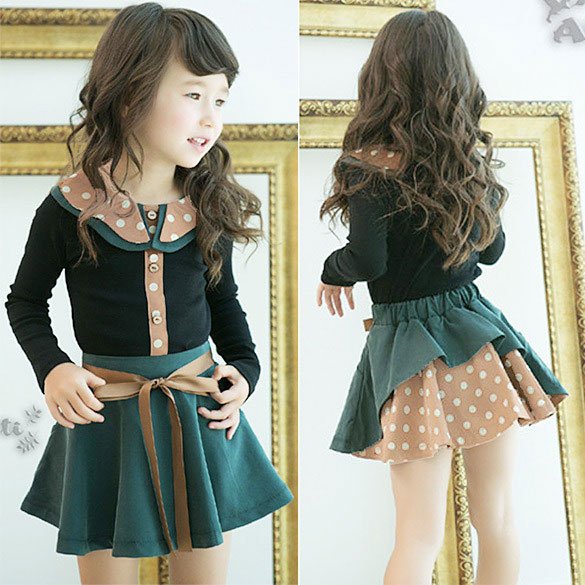 Setelan Rok Anak Perempuan Alesa Black Green