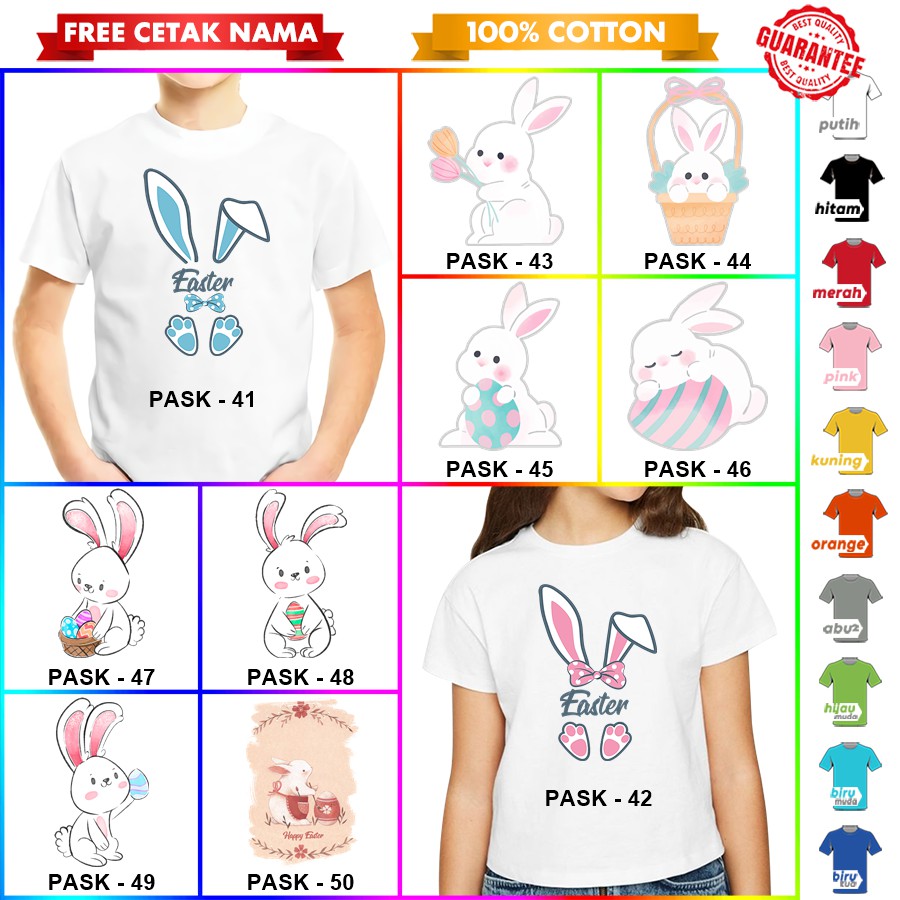 [FREE NAMA!!] Baju Kaos ANAK DAN DEWASA EASTER PASKAH BANYAK MOTIF